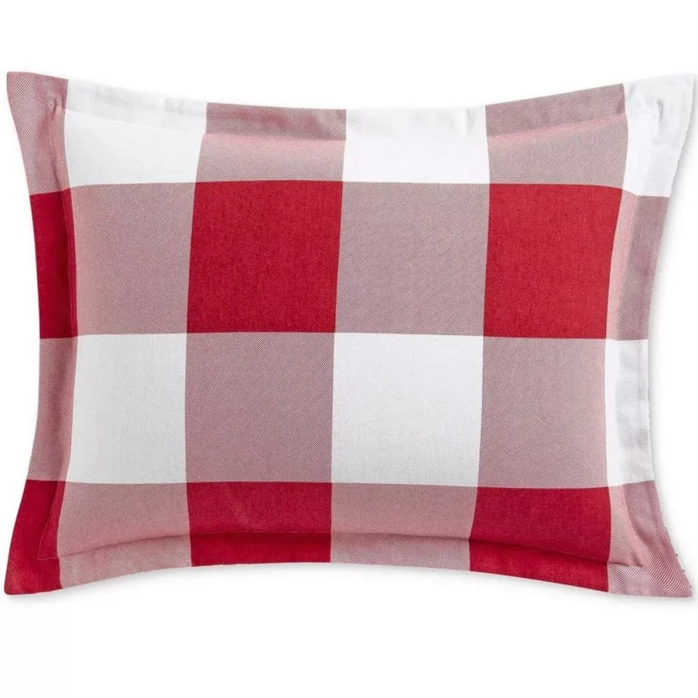 7 Pc Set Charter Club Red Check Flannel Duvet Cover Sheets Shams